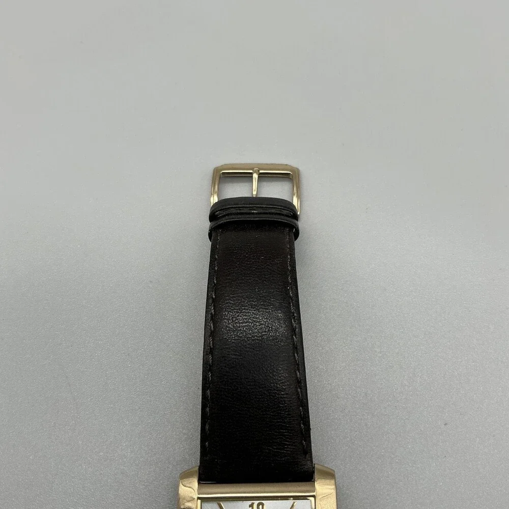 Kenneth Cole Reaction Mens Watch 33mm Silver Gold Tone Black Leather New Battery